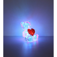 Stolní lampa, plast čirý a červený, křišťálový efekt, dotykový vypínač a stmívač, bez adaptéru, včetně kabelu USB, USB-C, doba nabíjení cca 3 hodiny a doba svícení cca 6 hodin, svítí během nabíjení, DxŠxV:140x130x170mm, LED 0,5W 3V, 3500K