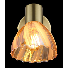 Nástěnné svítidlo, kovová mosaz matná, chrom, jantarové sklo, saténový povrch, kolébkový vypínač na výrobku, otočný/otočný, ŠxV: 100x125mm, V: 160mm, bez žárovky 1xE14, max. 40W 230V