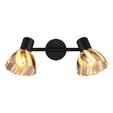 Nástěnné svítidlo, černý matný kov, chrom, kouřové sklo, saténový povrch, otočné, DxŠxV: 250x130x190mm, bez žárovek 2xE14, max. 40W 230V