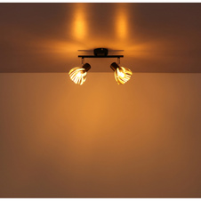 Nástěnné svítidlo, černý matný kov, chrom, kouřové sklo, saténový povrch, otočné, DxŠxV: 250x130x190mm, bez žárovek 2xE14, max. 40W 230V