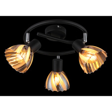 Nástěnné svítidlo, černý matný kov, chrom, kouřové sklo, saténový povrch, otočné/naklápěcí, ø: 460mm, V: 190mm, bez žárovek 3xE14, max. 40W 230V