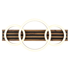Stropní svítidlo, kov černý mat, MDF vzhled tmavého dřeva, plast černý, plast bílý, ø: 300mm, V: 95mm, 1. kruh ø: 300mm, 2. kruh ø: 200mm, včetně LED 24W 230V, zdroj 2450lm, výkon 1200lm, 3000K