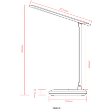 Stolní lampa, bílý plast, dotykové zapnutí/vypnutí, dotykový stmívač a plynulé stmívání, nastavení barev, bez adaptéru, včetně kabelu USB, USB-A 2.0 - USB-C, nabíjí se a svítí cca 4h, DxŠxV: 420x287,5x556mm, LED 3W 230V 150lm CCT2800-6500K