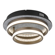 Stropní svítidlo, černý kov, šedý hliník, bílý plast, čiré plastové křišťály, několik úrovní nástěnným vypínačem, fixace barvy, paměťová funkce, noční světlo, DxŠxV: 472x340x140mm, kruh ø: 287mm a 210mm, LED 30W 230V 1200lm, CCT3000/4000/6000K