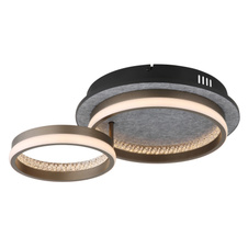 Stropní svítidlo, černý kov, šedý hliník, bílý plast, čiré plastové křišťály, několik úrovní nástěnným vypínačem, fixace barvy, paměťová funkce, noční světlo, DxŠxV: 472x340x140mm, kruh ø: 287mm a 210mm, LED 30W 230V 1200lm, CCT3000/4000/6000K