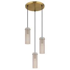 Závěsné svítidlo, kov zlatý, sklo jantarové, textilní kabel černý, výškově nastavitelné, ø: 350mm, V: 1200mm, bez žárovek 3xE14, max. 40W 230V