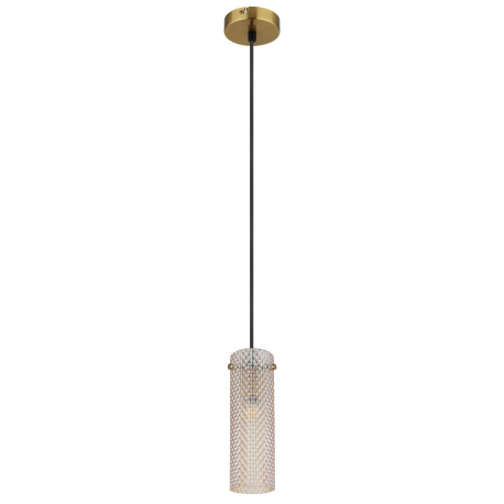 Závěsné svítidlo, zlatý kov, jantarové sklo, černý textilní kabel, výškově nastavitelné, ø: 100mm, V: 1200mm, bez žárovky 1xE14, max. 40W 230V
