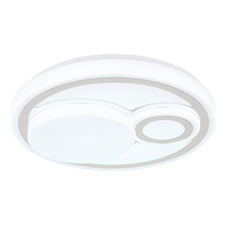 Stropní svítidlo, kov bílý mat, plast bílý, chromovaný plast, několik úrovní s nástěnným vypínačem, fixace barvy, paměťová funkce, ø: 380mm, V: 75mm, včetně LED 24 W 230 V, zdroj 2500 lm, výkon 1200 lm, CCT 2700/4000/6500 K