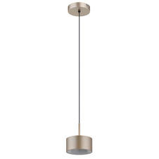 Závěsné svítidlo,matný plast v barvě šampaň, bílý plast, PVC transparentní kabel, výškově nastavitelné, ø: 150mm, V: 1500mm, včetně LED 12W 230V, zdroj 1200lm, výkon 900lm, 3000K