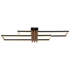 Stropní svítidlo, kov černý mat, hliník imitace tmavého dřeva, ABS černý mat, bílý plast, DxŠxV: 800x230x86mm, včetně LED 30W 230V, zdroj 3720lm, výkon 1430lm, 3000K