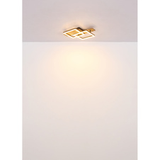 Stropní svítidlo, kov černý matný, MDF vzhled tmavého dřeva, černý matný plast, bílý plast, DxŠxV: 440x330x85mm, čtverce: 220x220mm, včetně LED 16W 230V, zdroj 1720lm, výkon 900lm, 3000K