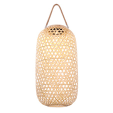 Solární svítidlo přírodní bambus, plast, vypínač, součástí balení baterie AA 600mAh 1,2V, IP44, lucerna na zavěšení nebo postavení, Ø225mm, V:565mm, vč. LED 0,06W 3V, 1800K