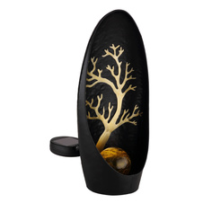 Solární svítidlo, kov černý matný, stříbrná patina, kov zlaté barvy, imitace praskání jantarového skla, vypínač, součástí balení dobíjecí baterie AAA 200mAh 1,2V, IP44, DxŠxV:140x70x300mm, včetně LED 0,06W 3,2V, 3000K