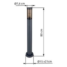 Venkovní svítidlo nerez antracit, plast kouřová barva, IP44, ø: 127mm, V: 800mm, bez žárovky 1x E27 23W 230V
