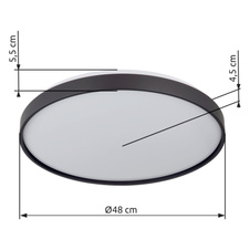 Stropní svítidlo, kov bílý matný, plast šedý tmavý/bílý, Ø:48cm, V:5,5cm, LED 24W 230V, zdroj 3300lm, výstup 1200lm, 4000K