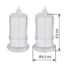 Dekorativní lampa, čirý plast, saténový plast, posuvný vypínač, včetně baterie 3xLR1130, ø: 45mm, V: 95mm, sada 2 kusů, LED 0,25W 4,5V 2900K