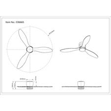 Stropní ventilátor, kov/plast černý mat, akryl bílý, stmívatelný, více rychlostí nástěnným vypínačem, paměť, časovač, dálkové ovládání, 2 směry otáčení, ø: 1315mm, V: 226mm, LED 20W 230V, zdroj 2460 lm, výkon 1450 lm, CCT 2700-6500K
