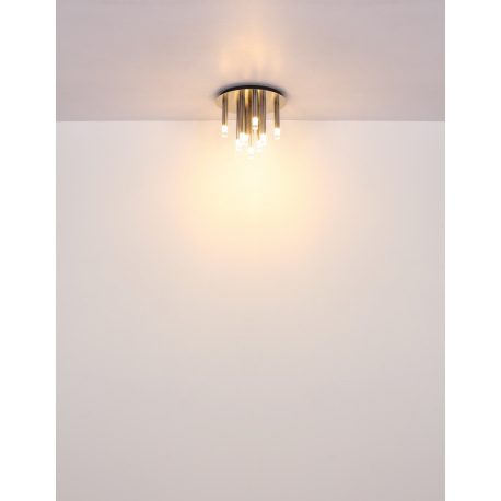 Závěsné svítidlo, matný bílý kov, saténový akryl, čirý, PVC kabel bílý, výškově nastavitelné, ø: 340mm, V: 1200mm, bez žárovek 5xG9 LED, max. 4W 230V