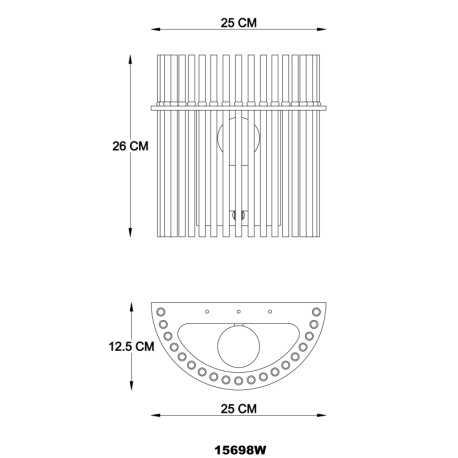 Nástěnné svítidlo, černý matný kov, tyče z kouřového skla, šxv: 250x260mm, v: 125mm, bez žárovky 1xE27, max. 60W 230V