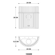 Nástěnné svítidlo, černý matný kov, tyče z kouřového skla, šxv: 250x260mm, v: 125mm, bez žárovky 1xE27, max. 60W 230V