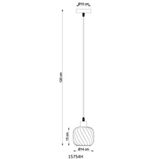 Závěsné svítidlo, černý matný kov, kouřové sklo, bílé, černý PVC kabel, možnost zkrácení výšky, ø: 140mm, V: 1200mm, bez žárovky 1xE27, max. 25W 230V
