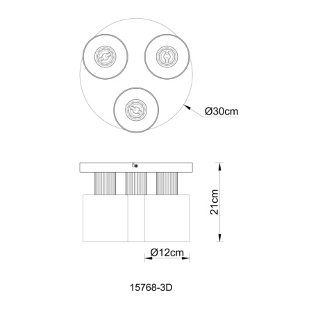Stropní svítidlo, černý matný kov, tmavě hnědé dřevo, kouřové sklo, ø: 300mm, V: 210mm, bez žárovek 3xE27, max. 25W 230V