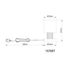 Stolní lampa, černý matný kov, tmavě hnědé dřevo, kouřové sklo, černý PVC kabel, kolébkový vypínač na kabelu, ø: 120mm, V: 210mm, délka kabelu 1500mm, bez žárovky 1xE27, max. 25W 230V