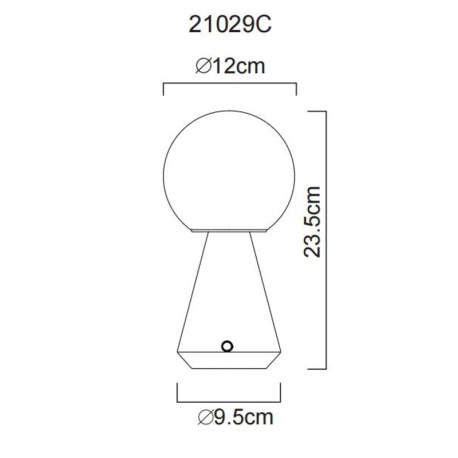 Stolní lampa, kov měď, akryl bílý, PVC kabel bílý 800mm, dotykový spínač, plynulá regulace stmívání, fixace barev, paměťová funkce, bez adaptéru, USB-A 2.0 - USB-C, IP41, ø: 120mm, V: 235mm, LED 1,5W 230V, výkon 140lm, CCT 3000/6500/4500K