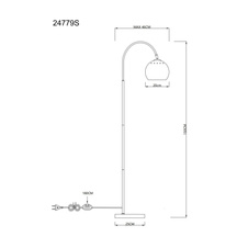 Stojací lampa, kovv barvě písku, černý PVC kabel, nožní spínač v kabelu, DxŠxV: 580x250x1500mm, délka kabelu 1800mm, bez žárovky 1xE27, max. 60W 230V