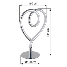 Stolní lampa, kov chrom, hliník chrom, silikon bílý, PVC černý kabel, kolébkový vypínač na kabelu, DxŠxV: 160x100x235mm, délka kabelu 1500mm, včetně LED 6W 230V, zdroj 450lm, výkon 250lm, 3000K