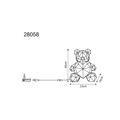Stolní lampa, plast čirý a červený křišťálový efekt, PVC kabel bílý, kolébkový vypínač na kabelu, bez adaptéru, včetně USB kabelu, včetně 10W DC5V 2A adaptéru, DxŠxV: 260x205x320mm, délka kabelu 2000mm, včetně 200xLED 0,03W 5V, 8000K
