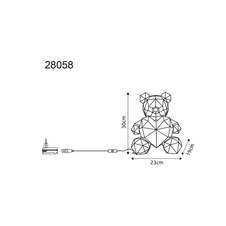 Stolní lampa, plast čirý a červený křišťálový efekt, PVC kabel bílý, kolébkový vypínač na kabelu, bez adaptéru, včetně USB kabelu, včetně 10W DC5V 2A adaptéru, DxŠxV: 260x205x320mm, délka kabelu 2000mm, včetně 200xLED 0,03W 5V, 8000K