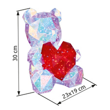 Stolní lampa, plast čirý a červený křišťálový efekt, PVC kabel bílý, kolébkový vypínač na kabelu, bez adaptéru, včetně USB kabelu, včetně 10W DC5V 2A adaptéru, DxŠxV: 260x205x320mm, délka kabelu 2000mm, včetně 200xLED 0,03W 5V, 8000K