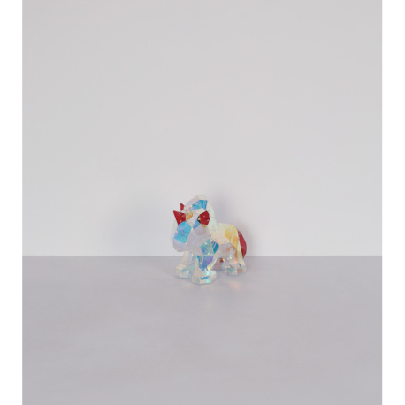 Stolní lampa, plast čirý a červený křišťálový efekt, PVC kabel průhledný, tlačítkový vypínač, bez adaptéru, včetně USB kabelu, DxŠxV: 300x140x260mm, délka kabelu 1800mm, včetně LED 0,03W 5V, 6000K