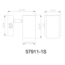 Nástěnné svítidlo, černý chromovaný kov, matný šedý kov, kolébkový vypínač na výrobku, ŠxV: 70x100mm, V: 120mm, bez žárovky 1xGU10, max. 25W 230V