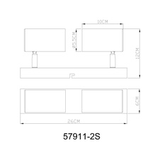 Nástěnné svítidlo, černý chromovaný kov, matný šedý kov, DxŠxV: 260x100x120mm, bez žárovek 2xGU10, max. 35W 230V