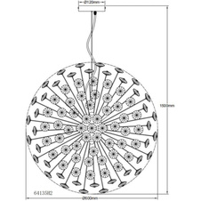 Závěsné svítidlo, zlatý kov, čiré křišťály K9, PVC kabel transparentní, výškově nastavitelné, ø: 600 mm, V: 1500 mm, včetně žárovek 9xG9 LED, max. 3,5 W 230 V, zdroj 350 lm, výkon 350 lm, 3000K, včetně LED žárovek 10676