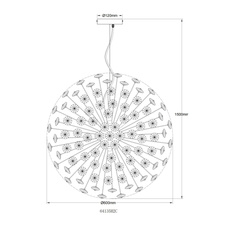 Závěsné svítidlo, kov chrom, křišťály K9, kouřové, čiré, průhledný PVC kabel, výškově nastavitelné, ø: 600 mm, V: 1500 mm, včetně 9xG9 LED žárovek, max. 3,5W 230 V, zdroj 350 lm, výkon 350 lm, 3000K, včetně LED žárovek 10676