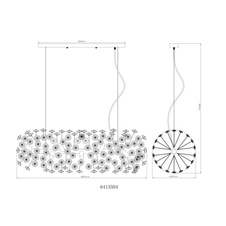 Závěsné svítidlo, zlatý kov, čiré křišťály K9, PVC kabel transparentní, výškově nastavitelné, DxŠxV: 900x300x1500mm, včetně 12xLED žárovky G9, max. 3,5W 230V, zdroj 350lm, výkon 350lm, 3000K, včetně LED žárovek 10676