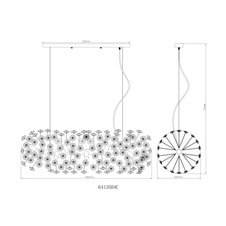 Závěsné svítidlo, kov chrom, křišťály K9, kouřové, čiré, průhledný PVC kabel, možnost zkrácení výšky, DxŠxV: 900x300x1500mm, včetně 12xLED žárovky G9, max. 3,5W 230V, zdroj 350lm, výkon 350lm, 3000K, včetně LED žárovek 10676