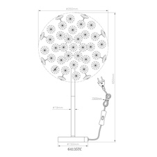 Stolní lampa, kov chrom, křišťály K9, kouřové, čiré, kolébkový vypínač na kabelu, ø: 350 mm, V: 650 mm, délka kabelu 1500 mm, včetně žárovek 8xG9 LED, max. 3,5 W 230 V, zdroj 350 lm, výkon 350 lm, 3000K, včetně LED žárovek 10676