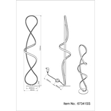 Stojací lampa, kov černý mat, hliník černý mat, plast čirý, akrylové křišťály čiré, kabel PVC černý, nožní spínač v kabelu, DxŠxVxH: 260x200x1325mm, včetně LED 36W 230V, zdroj 3860lm, výkon 1810lm, 4000K