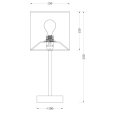 Stolní lampa, kov nikl matný, textil zlatý, výška stínidla 15 cm, vypínač, Ø15cm, V:35cm, bez žárovky 1xE14, max. 40W 230V.