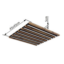 Stropní svítidlo, kov černý mat, MDF vzhled tmavého dřeva, plast bílý, DxŠxV: 450x450x50mm, včetně LED 30W 230V, zdroj 3100lm, výkon 1500lm, 3000K