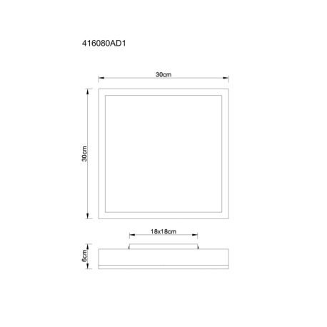 Stropní svítidlo, hliník stříbrný, tmavě šedý MDF, bílý plast, DxŠxV: 300x300x60mm, včetně LED 12W 230V, zdroj 1250lm, výkon 600lm, 3000K