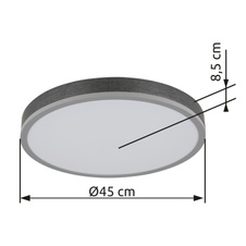 Stropní svítidlo, hliník stříbrný, MDF šedá tmavá, plast bílý, ø: 450mm, V: 85mm, včetně LED 24W 230V, zdroj 2500lm, výkon 1200lm, 3000K