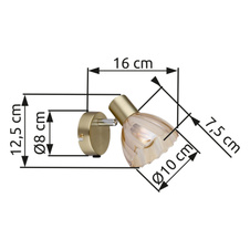 Nástěnné svítidlo, kovová mosaz matná, chrom, jantarové sklo, saténový povrch, kolébkový vypínač na výrobku, otočný/otočný, ŠxV: 100x125mm, V: 160mm, bez žárovky 1xE14, max. 40W 230V