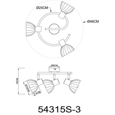 Nástěnné svítidlo, černý matný kov, chrom, kouřové sklo, saténový povrch, otočné/naklápěcí, ø: 460mm, V: 190mm, bez žárovek 3xE14, max. 40W 230V