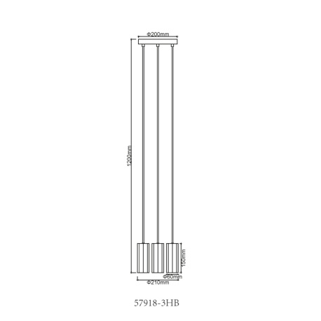 Závěsné svítidlo, kov černý matný, hliník černý matný, kabel PVC černý, výška lze zkrátit, ø: 210mm, V: 1200mm, bez žárovek 3x GU10, max. 25W 230V