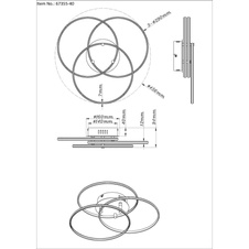 Stropní svítidlo, kov černý matný, hliník černý matný, plast bílý, otočné/výklopné, ø: 456mm, V: 94mm, včetně LED 40W 230V, zdroj 4680lm, výstup 2920lm, 4000K
